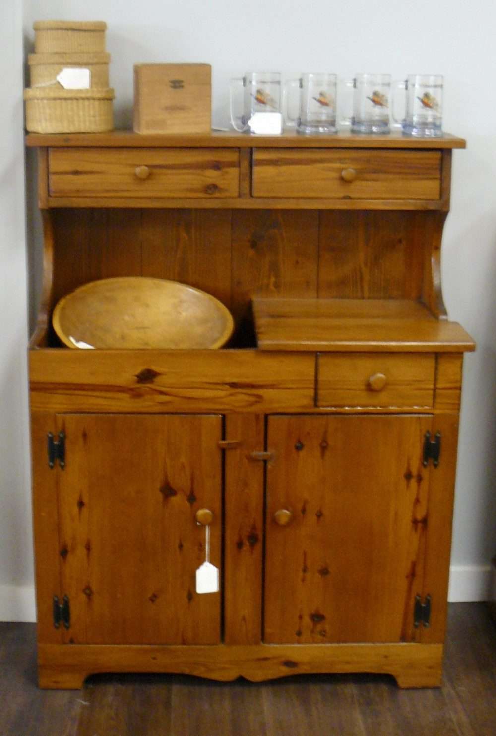Fenton Glass A Knotty Pine Dry Sink And A Hull Cookie Jar